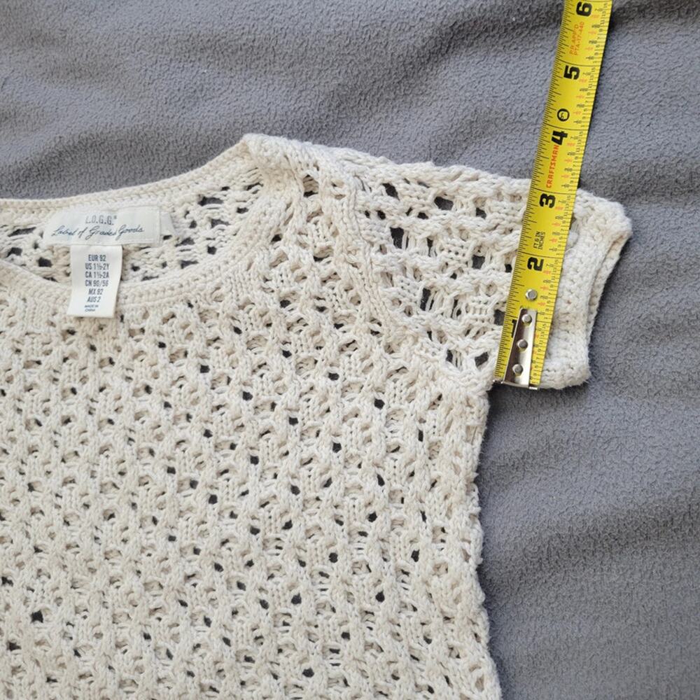 LOGG H and M Baby Girls 2T‎ Beige Crochet Sweater See Through Pullover - Picture 4 of 7
